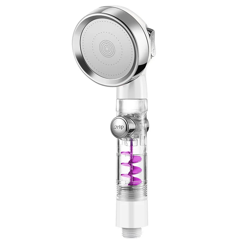 New 3 Mode High Pressure Adjustable Filter Rain Turbine Shower Head One Button Stop Water Saving Nozzle Bathroom Accessories