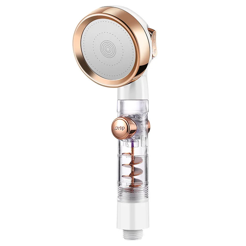 New 3 Mode High Pressure Adjustable Filter Rain Turbine Shower Head One Button Stop Water Saving Nozzle Bathroom Accessories